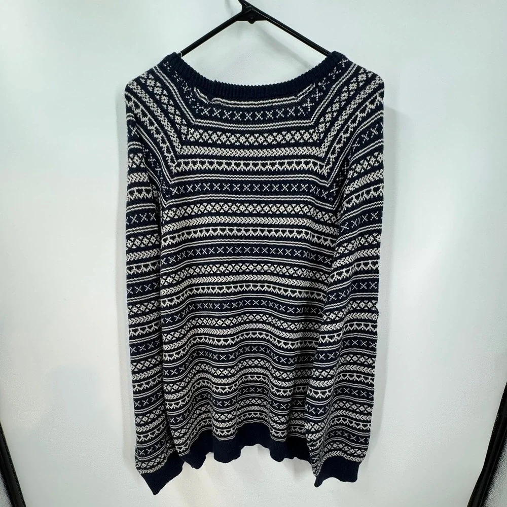 Marine Layer Knox Fair Isle Knit Sweater Black‎ Iris Cream Men's XXL Pullover